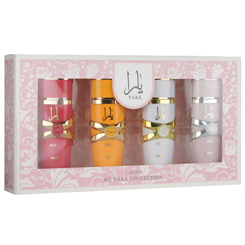 LATTAFA YARA 4 PC SET 0.85oz EDP SPRAY for WOMEN