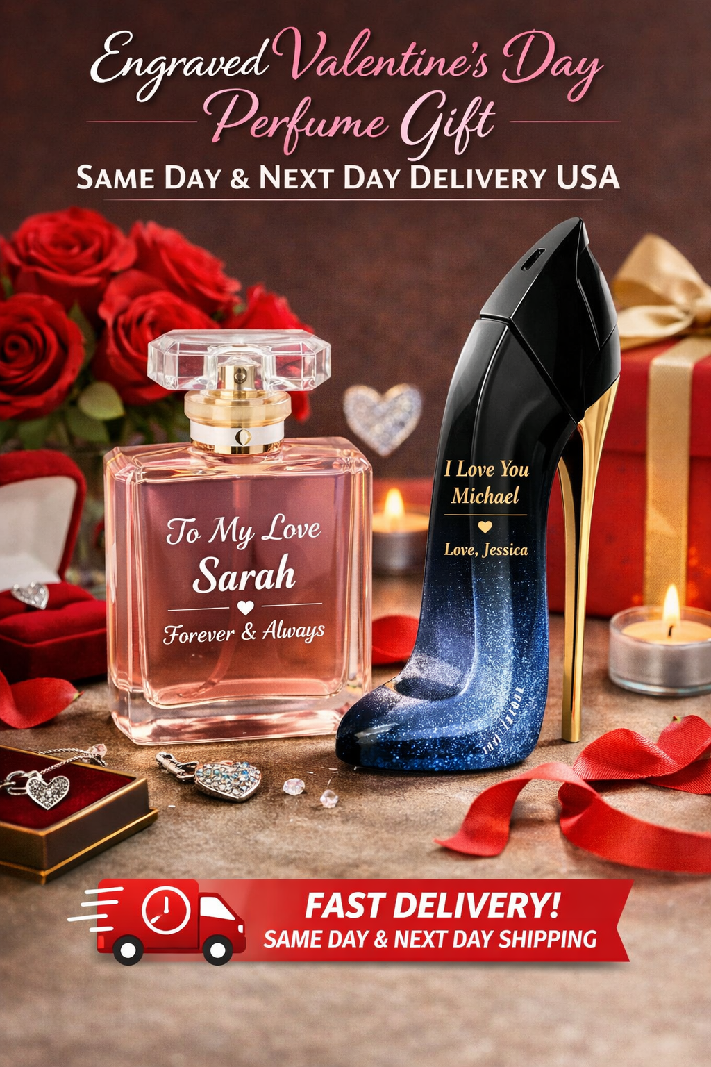 Engraved Valentine's Day Perfume Gift — Same Day & Next Day Delivery USA