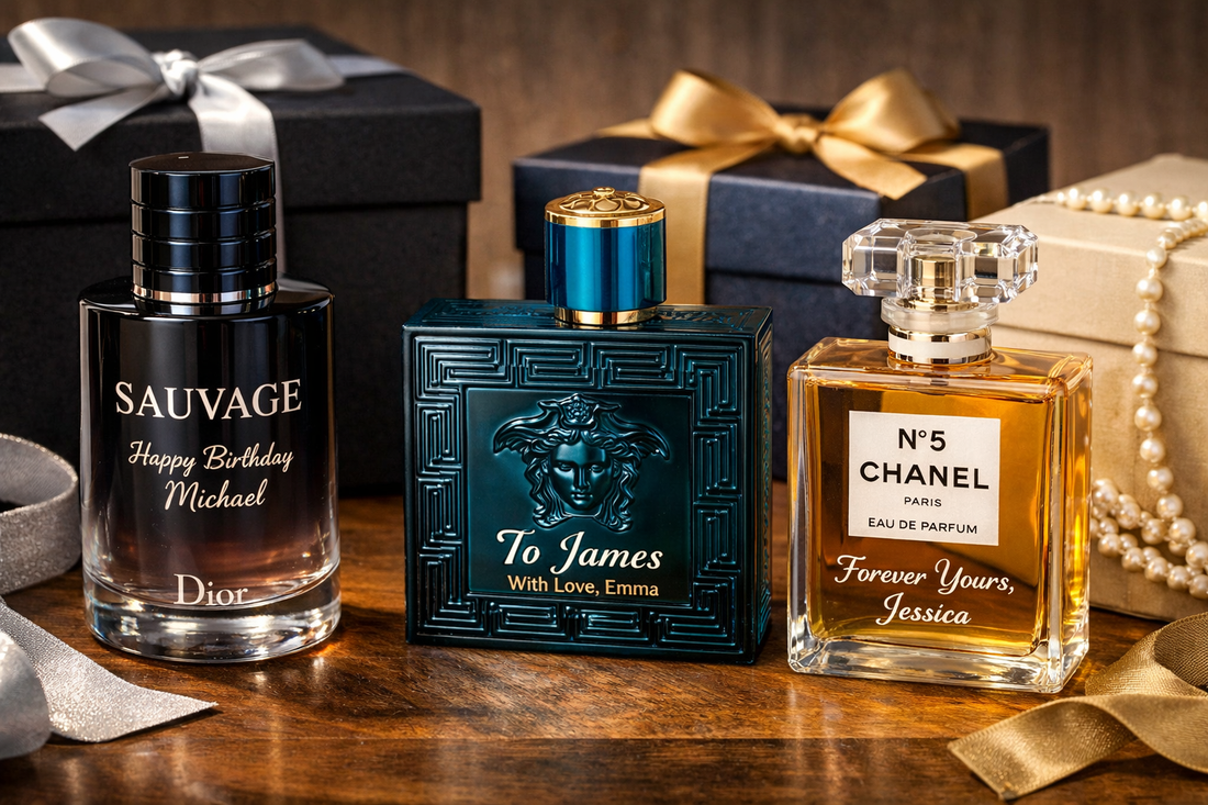 Engraved Dior Sauvage, Versace Eros, Chanel No.5 — Personalized Luxury Perfume Gifts USA